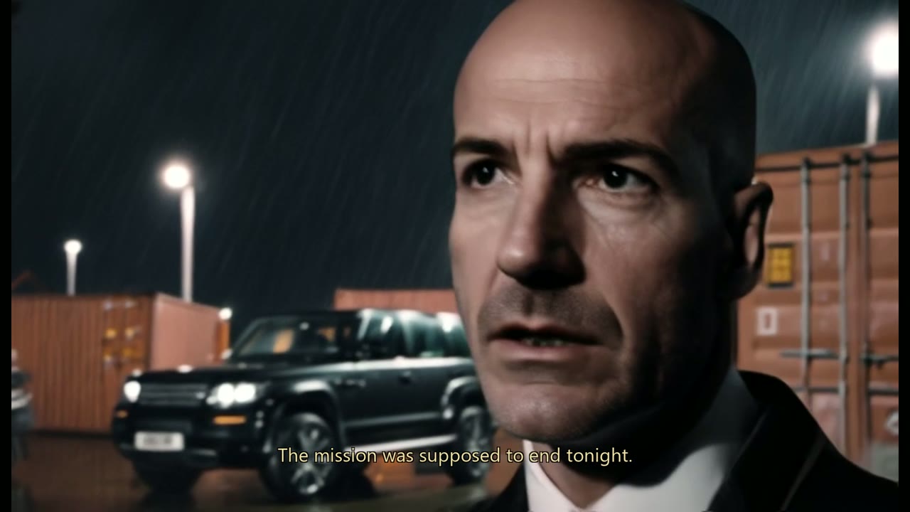Agent Kemp in the rain at the container port